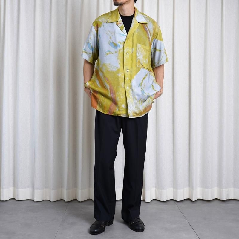 25S/SۡYOKE 衼 FLOWER PRINTED OPEN COLLAR SHIRT / YELLOW