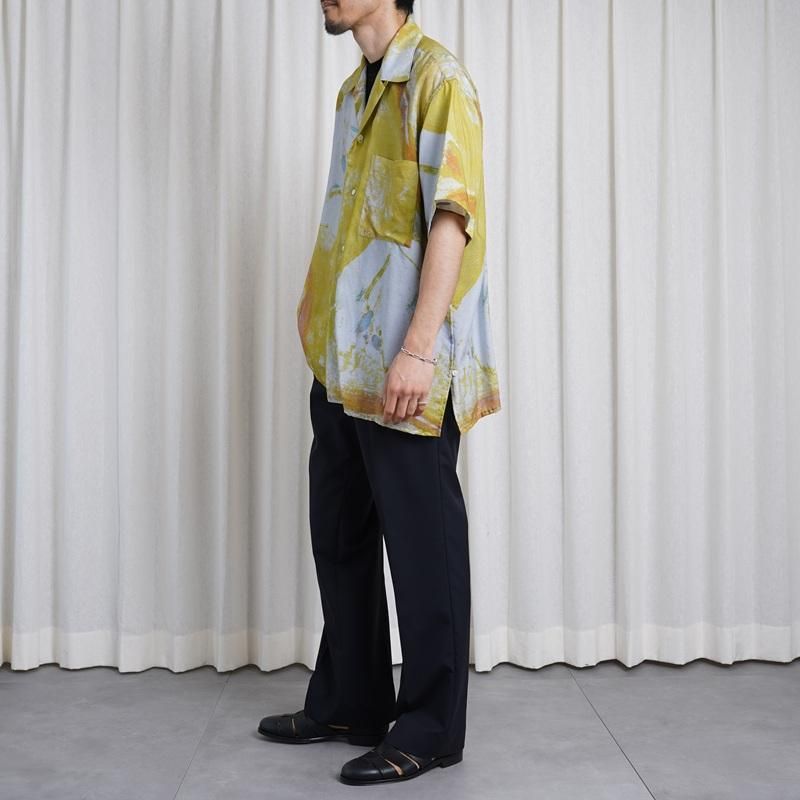 25S/SۡYOKE 衼 FLOWER PRINTED OPEN COLLAR SHIRT / YELLOW