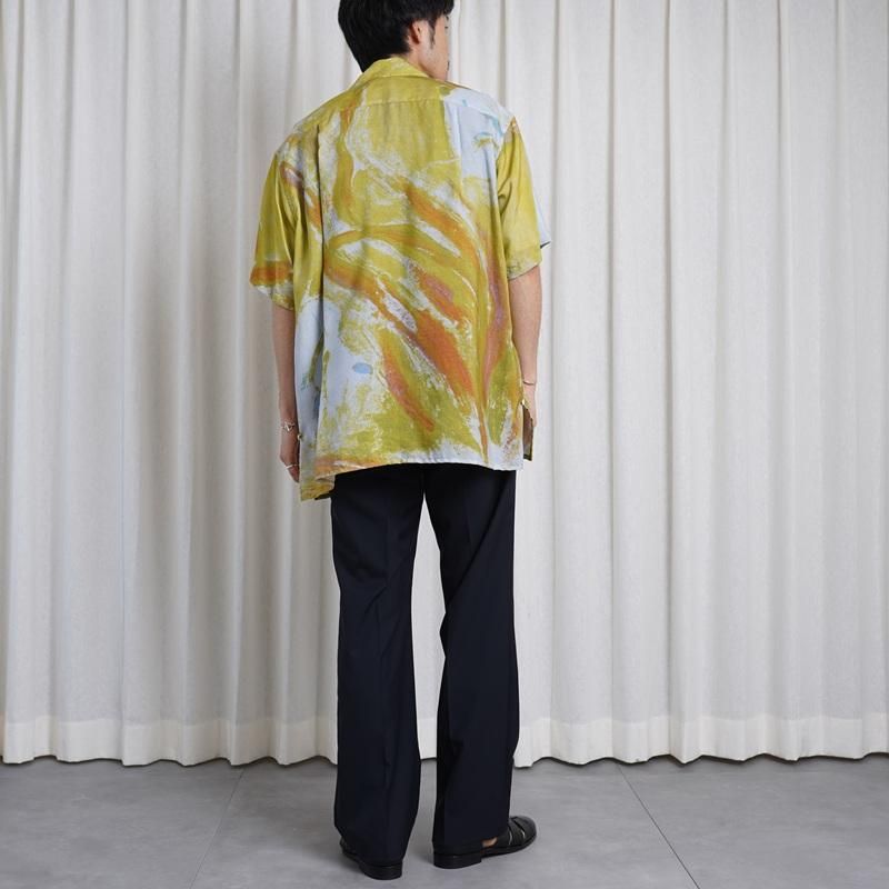 25S/SۡYOKE 衼 FLOWER PRINTED OPEN COLLAR SHIRT / YELLOW