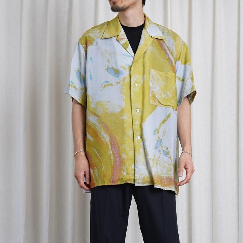 25S/SۡYOKE 衼 FLOWER PRINTED OPEN COLLAR SHIRT / YELLOW