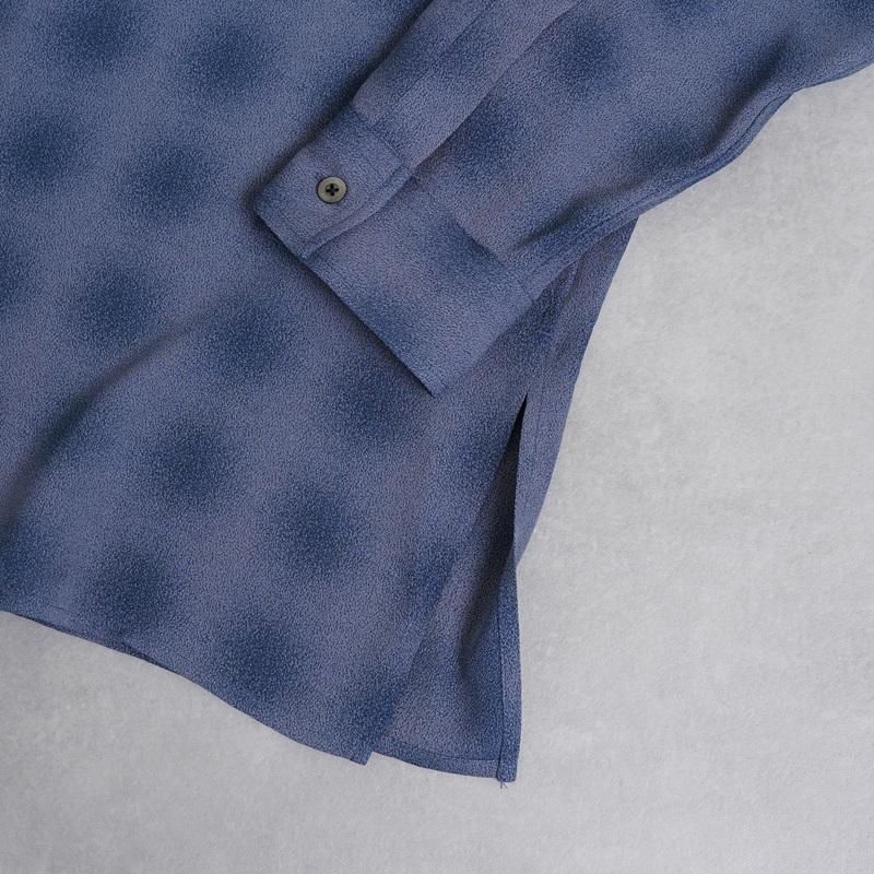 25S/SۡYOKE 衼 BLURRED OMBRE PLAID OPEN COLLAR SHIRT / NAVY