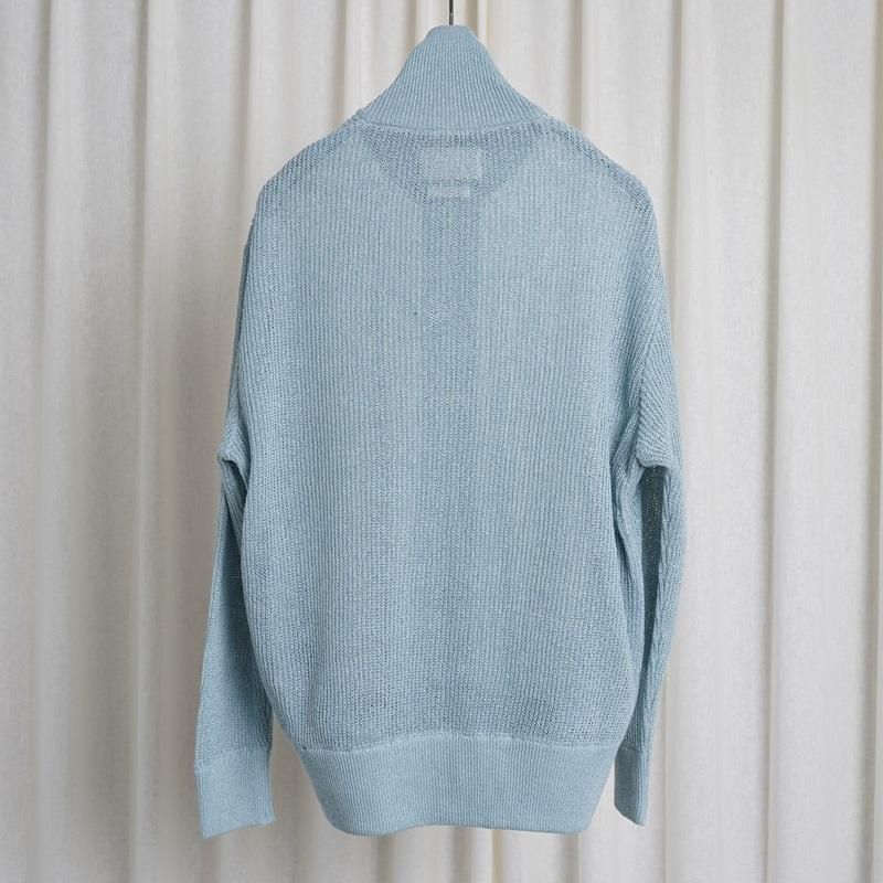 25S/SۡYOKE 衼 WASHI RAYON SHEER DRIVERS KNIT /  BLUE


