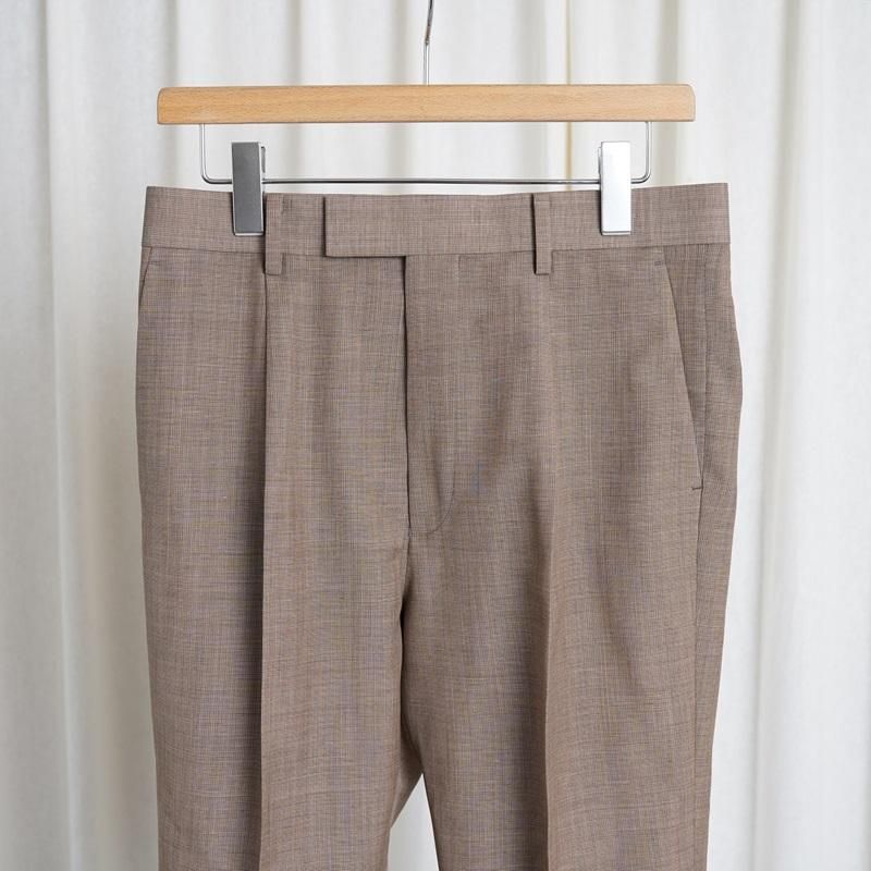 25S/SۡAURALEE ꡼ TROPICAL WOOL KID MOHAIR ONE-TUCK SLACKS / BROWN CHECK 