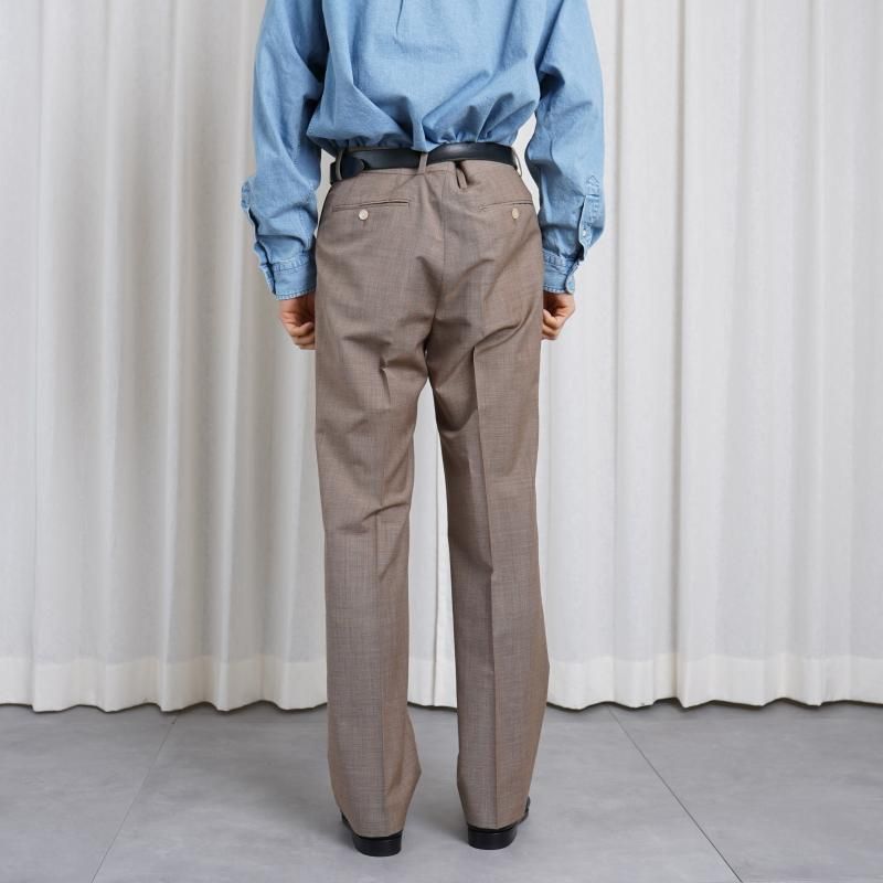 25S/SۡAURALEE ꡼ TROPICAL WOOL KID MOHAIR ONE-TUCK SLACKS / BROWN CHECK 