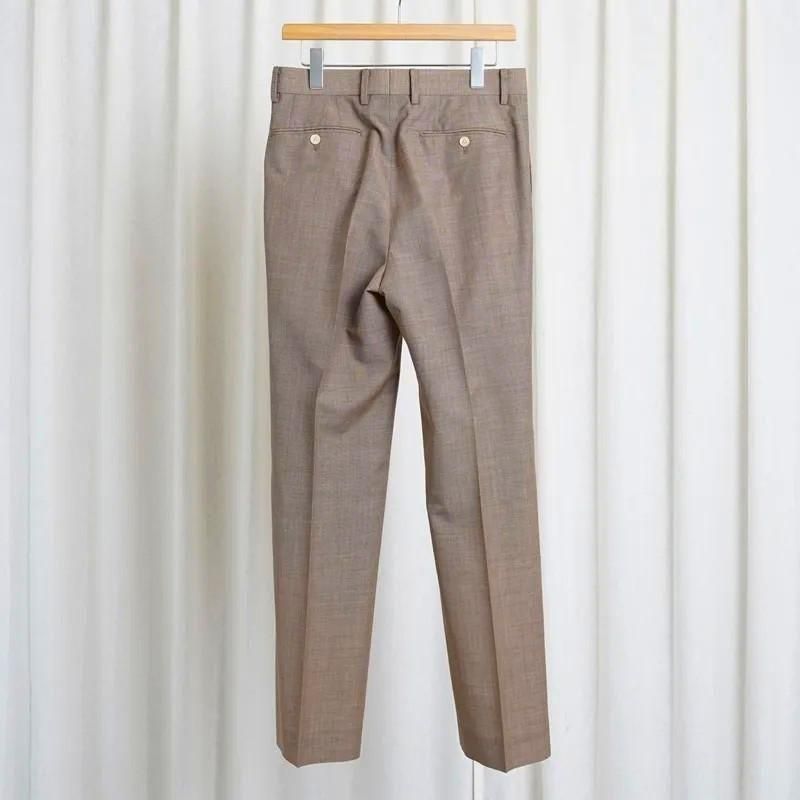 25S/SۡAURALEE ꡼ TROPICAL WOOL KID MOHAIR ONE-TUCK SLACKS / BROWN CHECK 