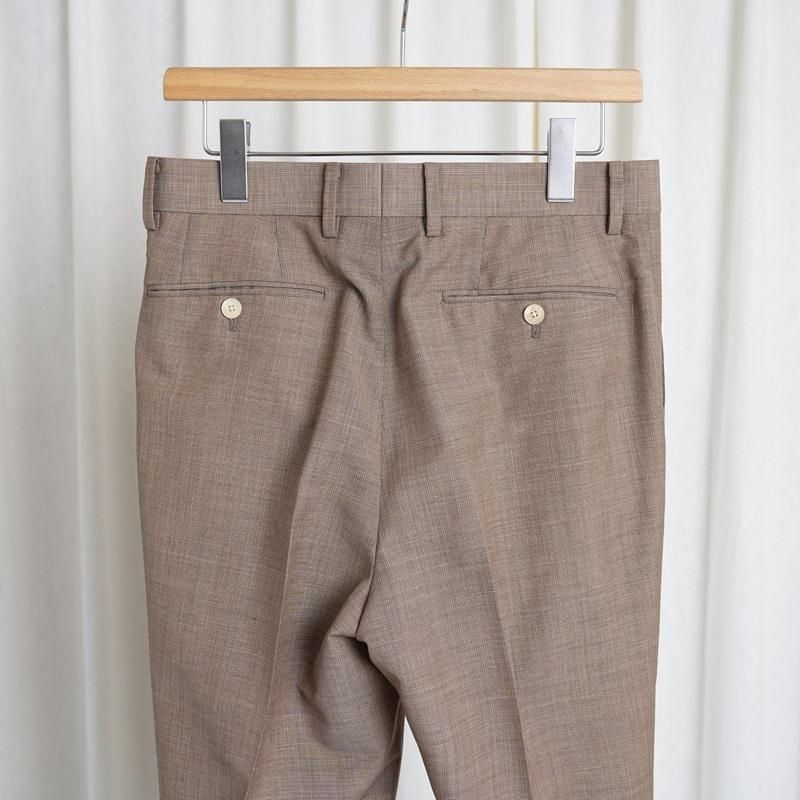 25S/SۡAURALEE ꡼ TROPICAL WOOL KID MOHAIR ONE-TUCK SLACKS / BROWN CHECK 