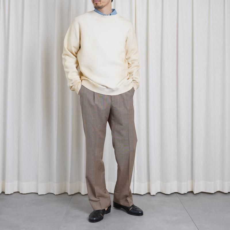 25S/SۡAURALEE ꡼ TROPICAL WOOL KID MOHAIR ONE-TUCK SLACKS / BROWN CHECK 