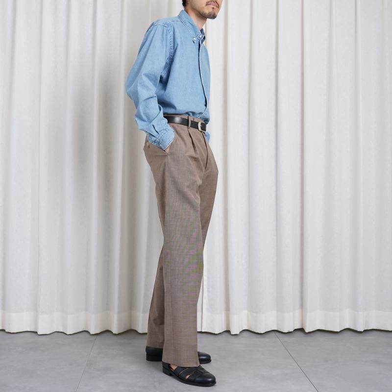 25S/SۡAURALEE ꡼ TROPICAL WOOL KID MOHAIR ONE-TUCK SLACKS / BROWN CHECK 