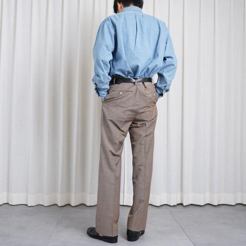 25S/SۡAURALEE ꡼ TROPICAL WOOL KID MOHAIR ONE-TUCK SLACKS / BROWN CHECK 