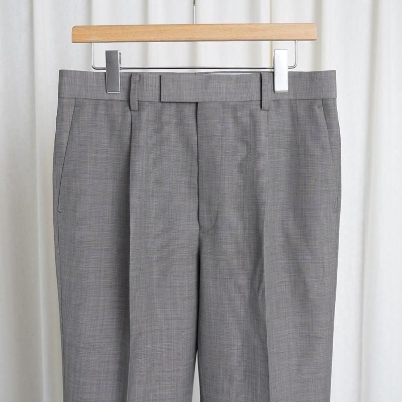 25S/SۡAURALEE ꡼ TROPICAL WOOL KID MOHAIR ONE-TUCK SLACKS / GRAY CHECK