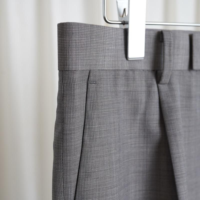 25S/SۡAURALEE ꡼ TROPICAL WOOL KID MOHAIR ONE-TUCK SLACKS / GRAY CHECK