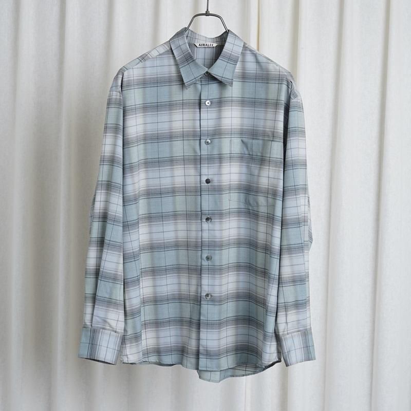 【25S/S】【AURALEE オーラリー】 SUPER LIGHT WOOL CHECK SHIRT / BLUE GREEN CHECK