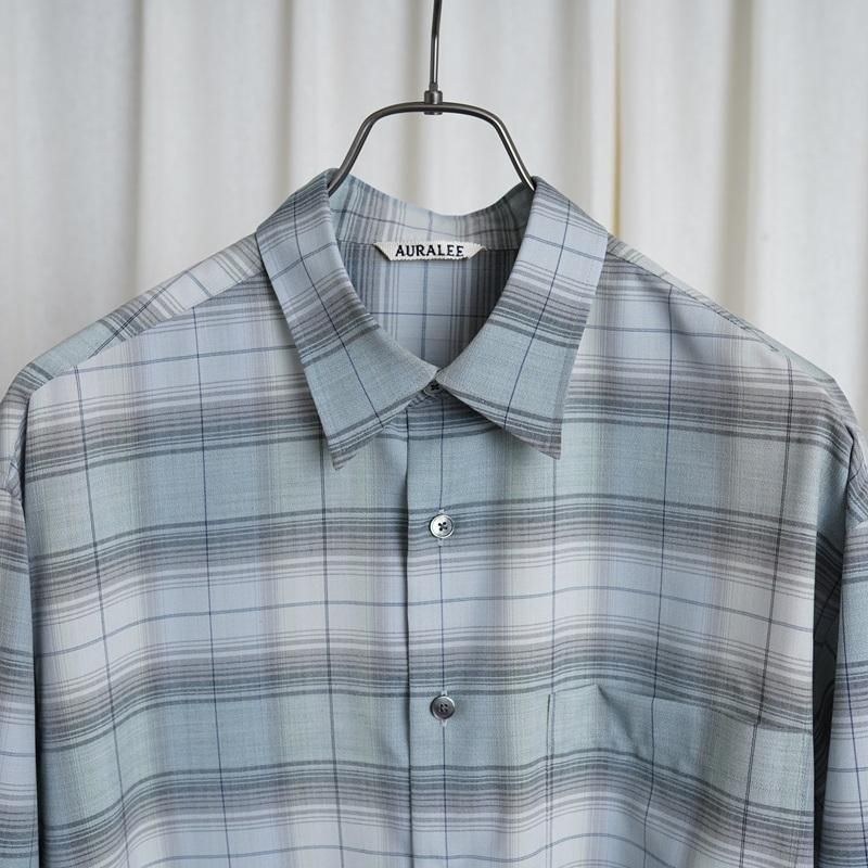 25S/SۡAURALEE ꡼ SUPER LIGHT WOOL CHECK SHIRT / BLUE GREEN CHECK