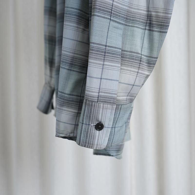 25S/SۡAURALEE ꡼ SUPER LIGHT WOOL CHECK SHIRT / BLUE GREEN CHECK