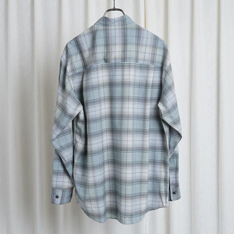 25S/SۡAURALEE ꡼ SUPER LIGHT WOOL CHECK SHIRT / BLUE GREEN CHECK