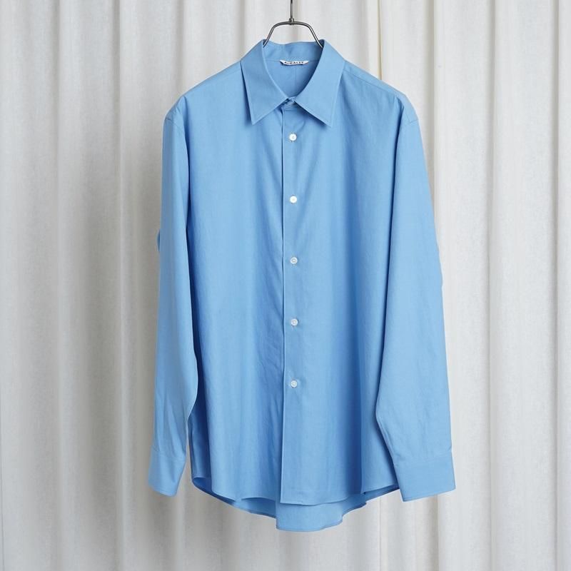 25S/SۡAURALEE ꡼ WASHED FINX TWILL SHIRT / BLUE
