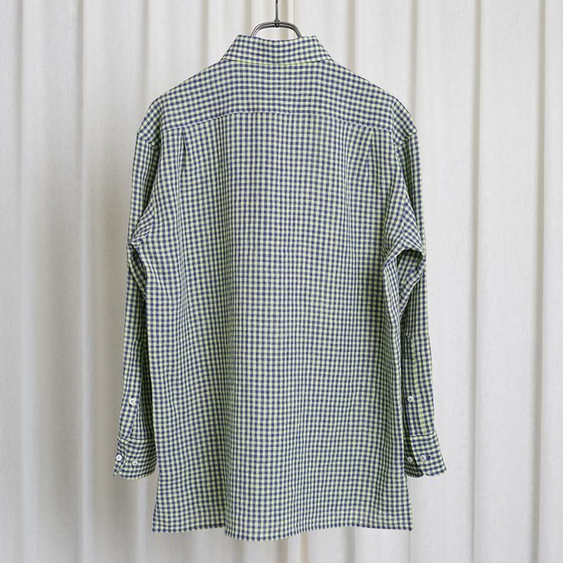 25S/SۡCale   WATER TWIST LINEN GINGHAM CHECK PULLOVER SHIRT / BLUE YELLOW