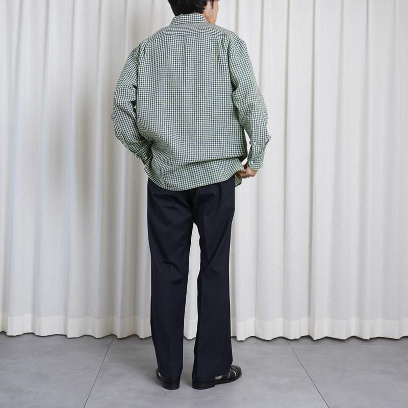 25S/SۡCale   WATER TWIST LINEN GINGHAM CHECK PULLOVER SHIRT / BLUE YELLOW