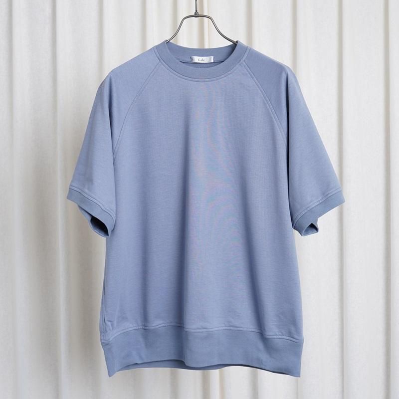 【25S/S】【Cale カル】 36G COTTON 裏毛 S/S PULLOVER / BLUE GRAY