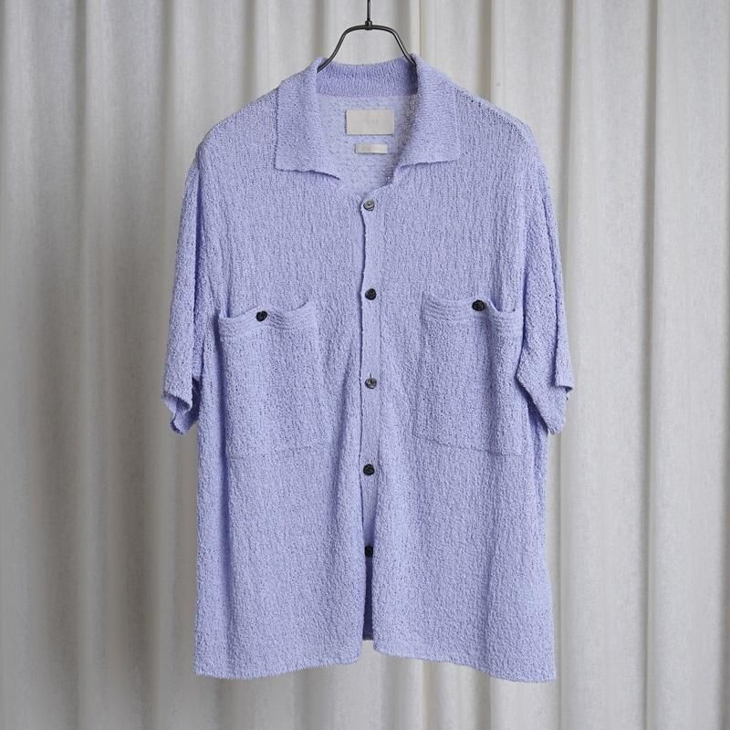 25S/SۡYOKE 衼 COTTON SHEER KNIT OPEN COLLAR SHIRT / LAVENDER