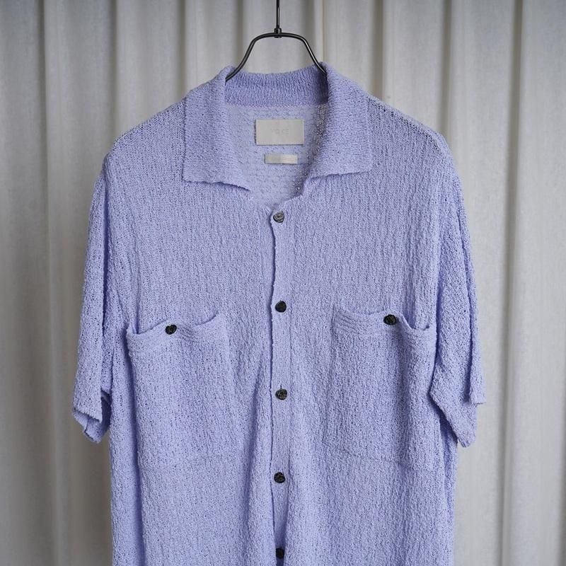 25S/SۡYOKE 衼 COTTON SHEER KNIT OPEN COLLAR SHIRT / LAVENDER