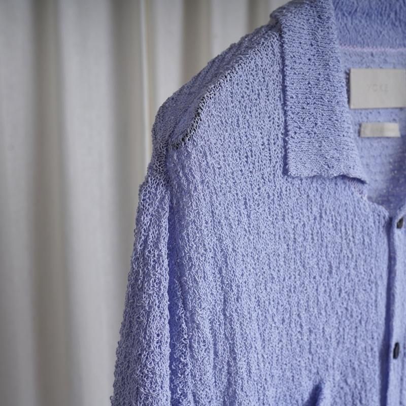 25S/SۡYOKE 衼 COTTON SHEER KNIT OPEN COLLAR SHIRT / LAVENDER