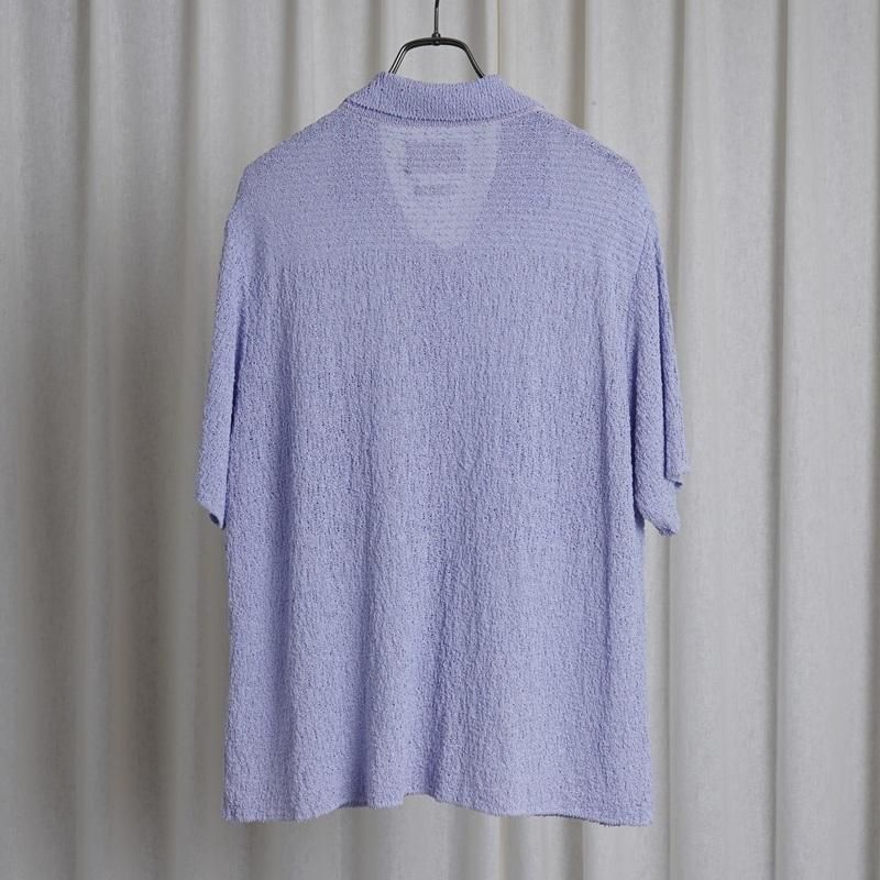 25S/SۡYOKE 衼 COTTON SHEER KNIT OPEN COLLAR SHIRT / LAVENDER