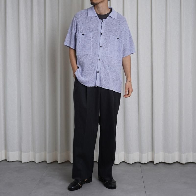 25S/SۡYOKE 衼 COTTON SHEER KNIT OPEN COLLAR SHIRT / LAVENDER