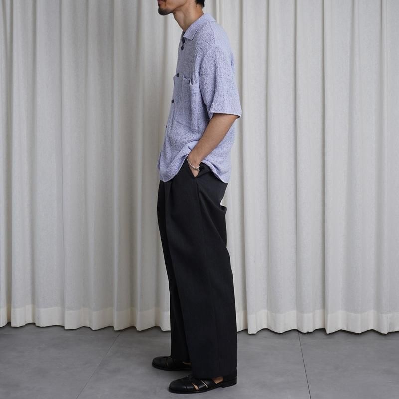 25S/SۡYOKE 衼 COTTON SHEER KNIT OPEN COLLAR SHIRT / LAVENDER
