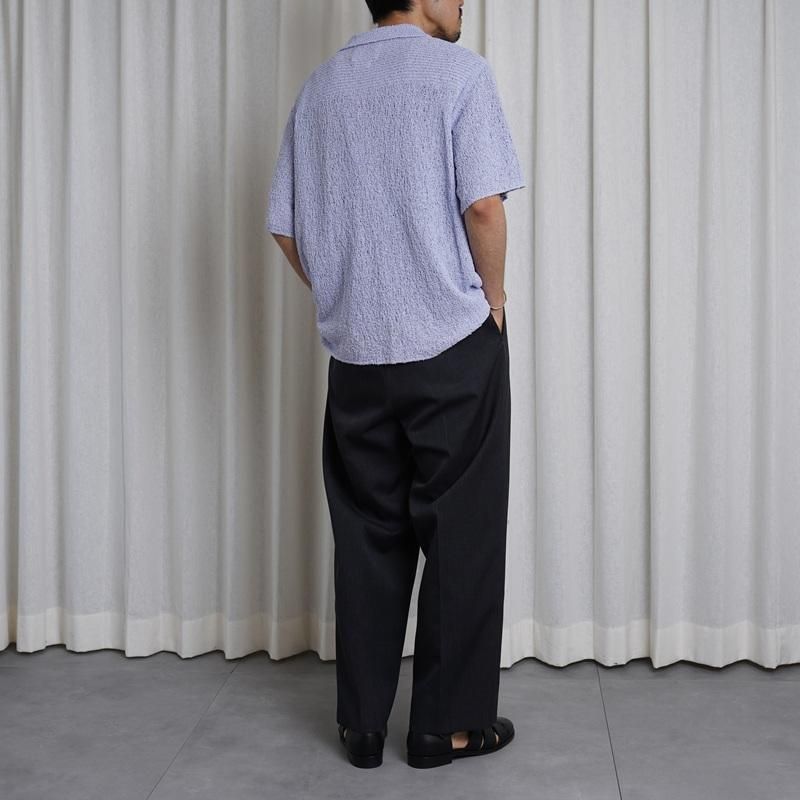 25S/SۡYOKE 衼 COTTON SHEER KNIT OPEN COLLAR SHIRT / LAVENDER