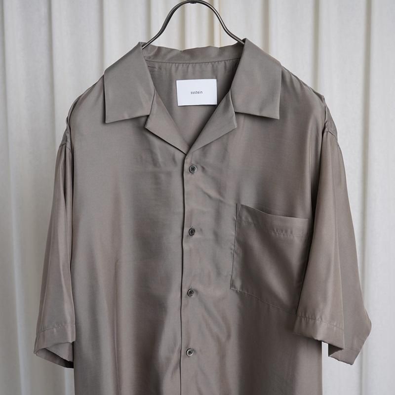 25S/Sۡssstein 奿 CUPRO TWILL OVERSIZED OPEN COLLAR SS SHIRT / TAUPE