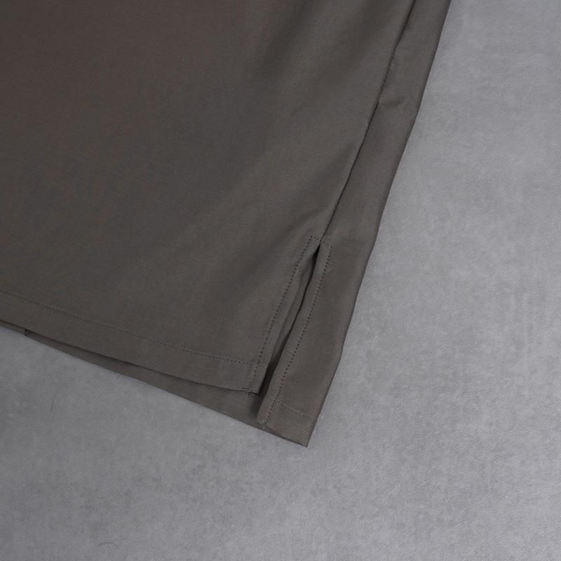 25S/Sۡssstein 奿 CUPRO TWILL OVERSIZED OPEN COLLAR SS SHIRT / TAUPE
