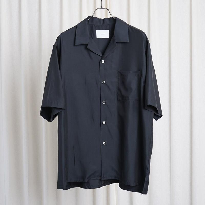 【25S/S】【ssstein シュタイン】 CUPRO TWILL OVERSIZED OPEN COLLAR SS SHIRT / BLACK