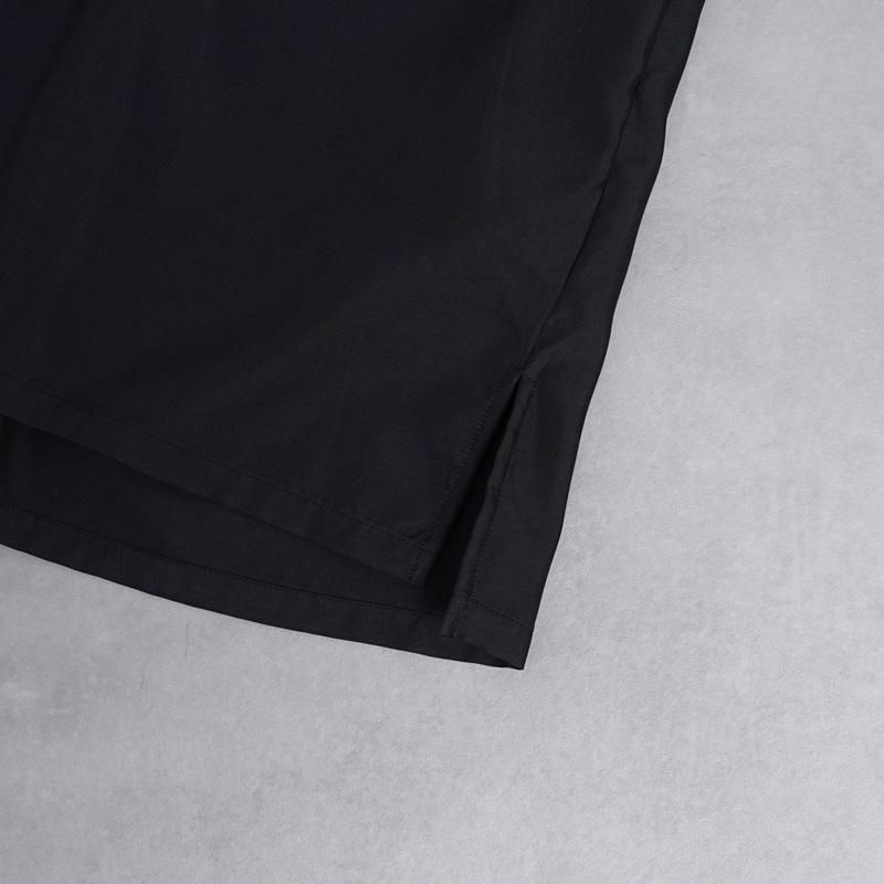 25S/Sۡssstein 奿 CUPRO TWILL OVERSIZED OPEN COLLAR SS SHIRT / BLACK