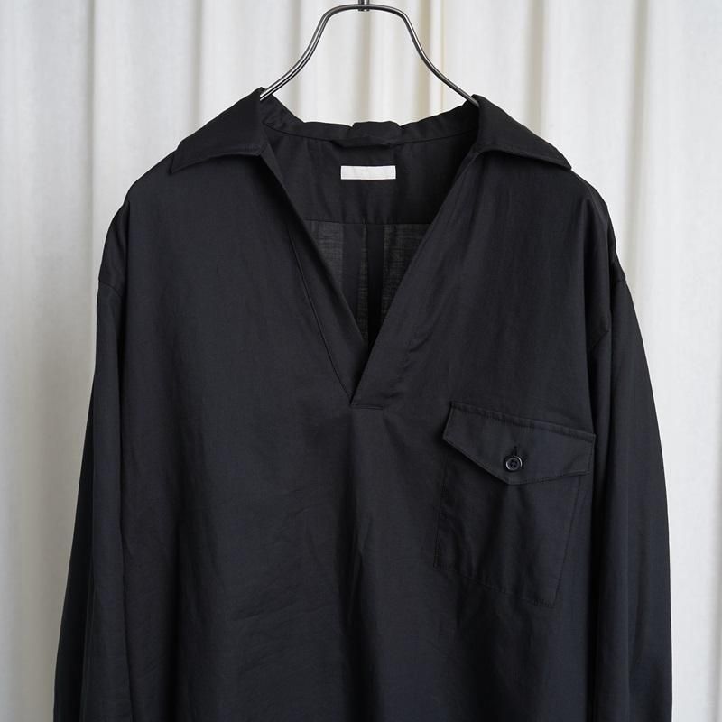 25S/SۡULTERIOR ƥꥢ POWDERY SOFT TWILL SKIPPER SHIRT / BLACK