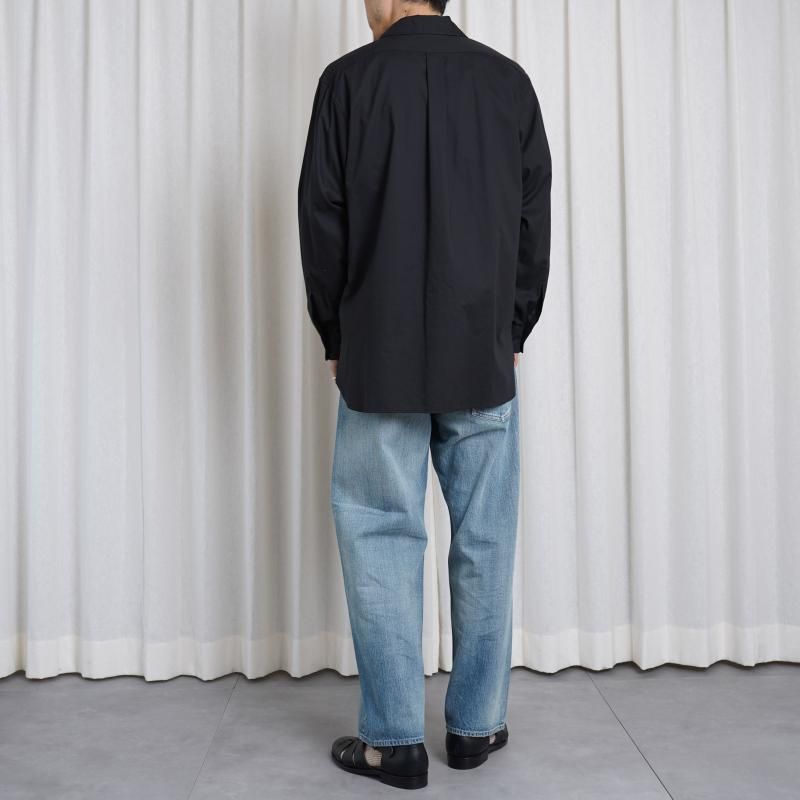 25S/SۡULTERIOR ƥꥢ POWDERY SOFT TWILL SKIPPER SHIRT / BLACK