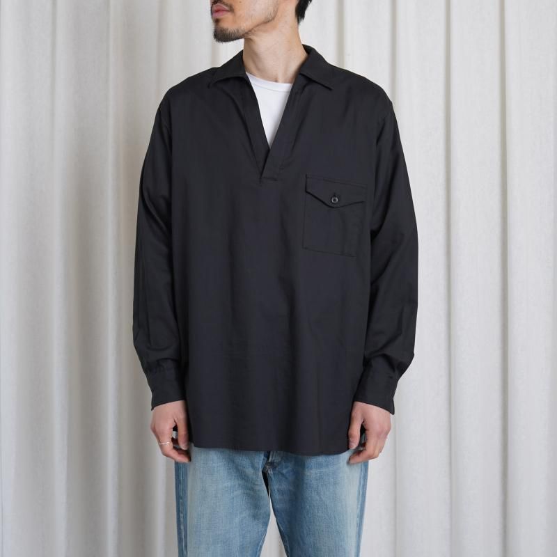 25S/SۡULTERIOR ƥꥢ POWDERY SOFT TWILL SKIPPER SHIRT / BLACK