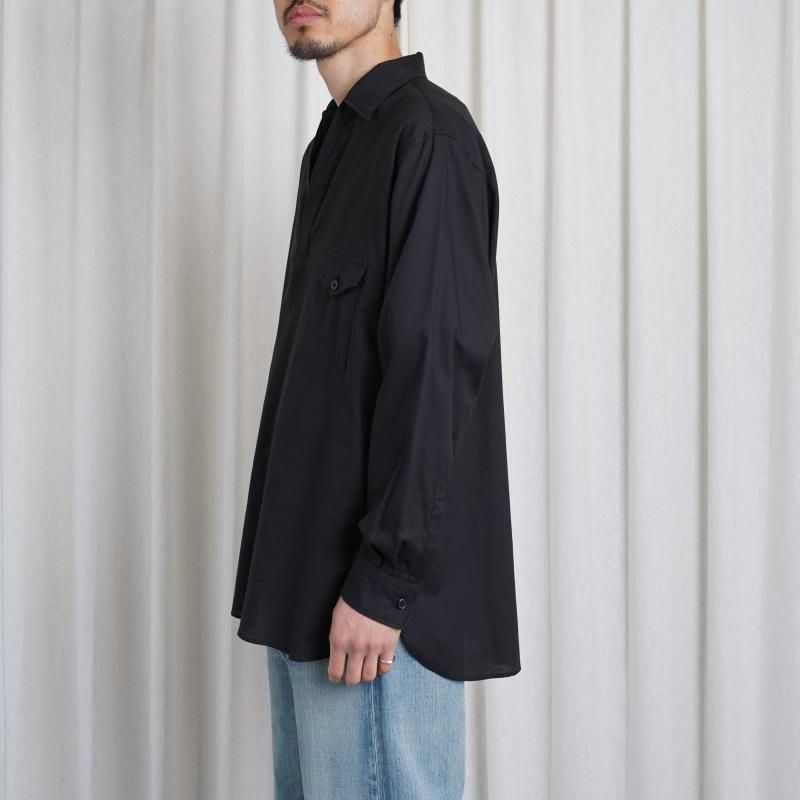 25S/SۡULTERIOR ƥꥢ POWDERY SOFT TWILL SKIPPER SHIRT / BLACK