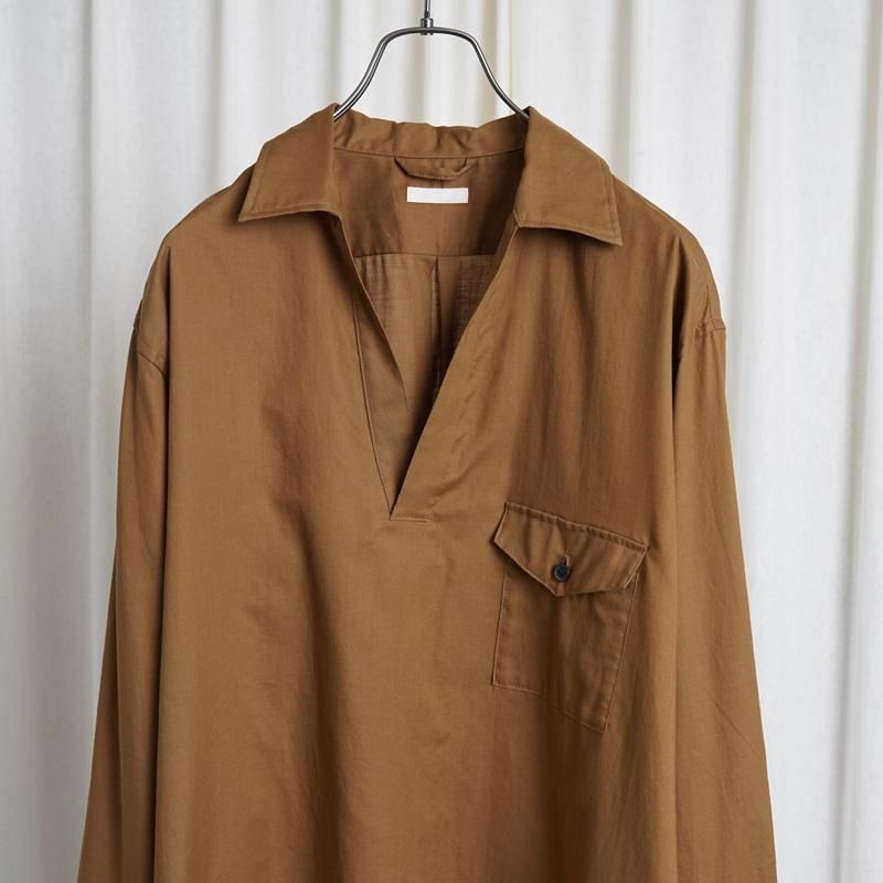 25S/SۡULTERIOR ƥꥢ POWDERY SOFT TWILL SKIPPER SHIRT / BROWN