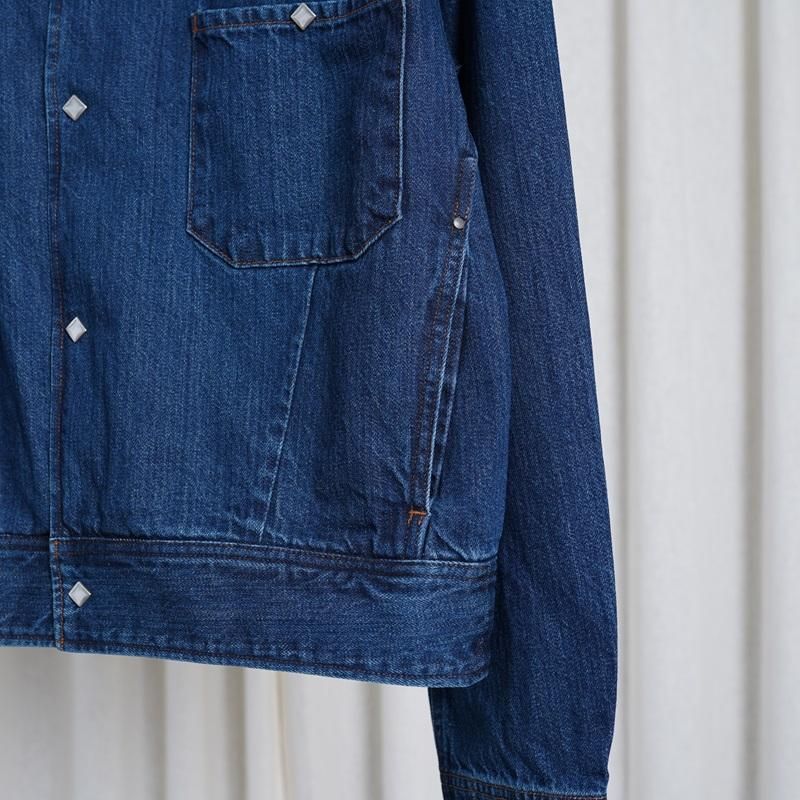 25S/S Saby Х SHORT HORN JACKET -11oz Monroe Denim Vintage Wash- / INDIGO VINTAGE