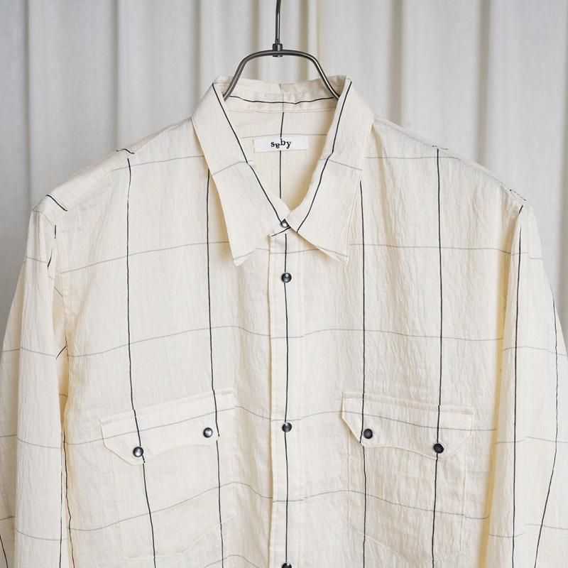25S/S Saby Х WESTERN SHIRTS -Type Flax Rayon- / BLACK CHECK