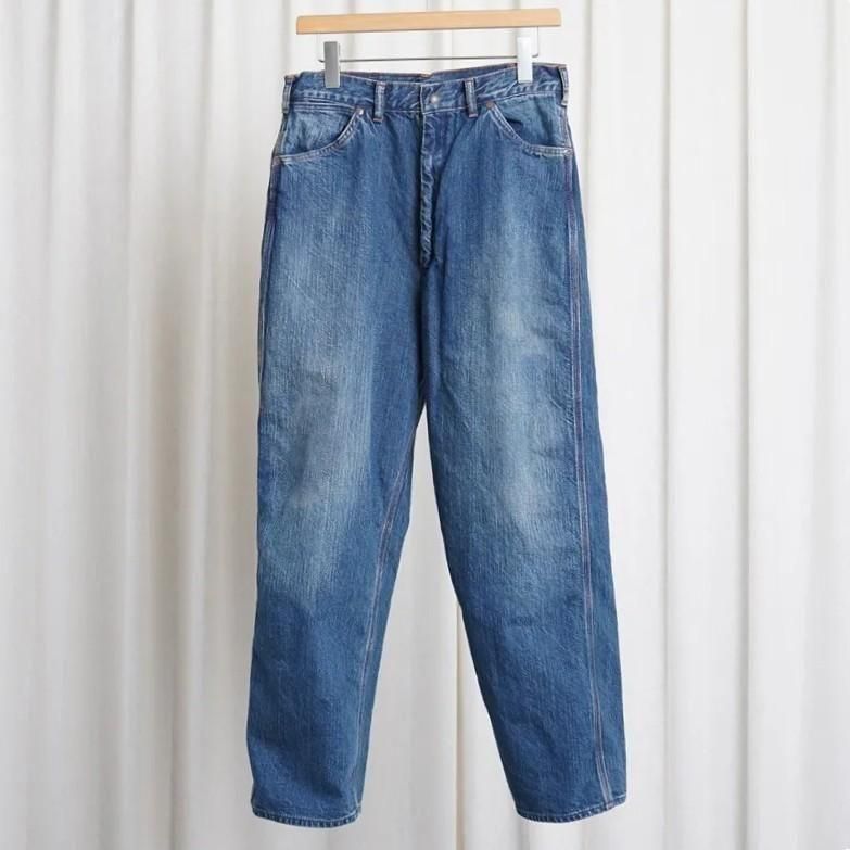 CIOTA  DENIM PAINTER PANTS /  MEDIUM DARK BLUE DAMAGE