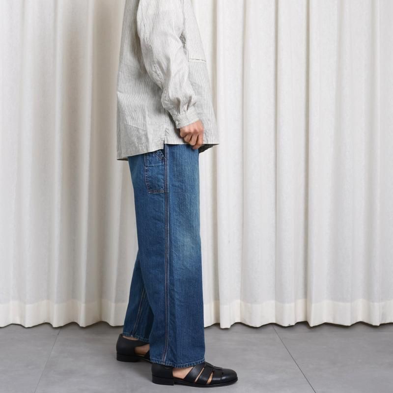  CIOTA  DENIM PAINTER PANTS /  MEDIUM DARK BLUE DAMAGE