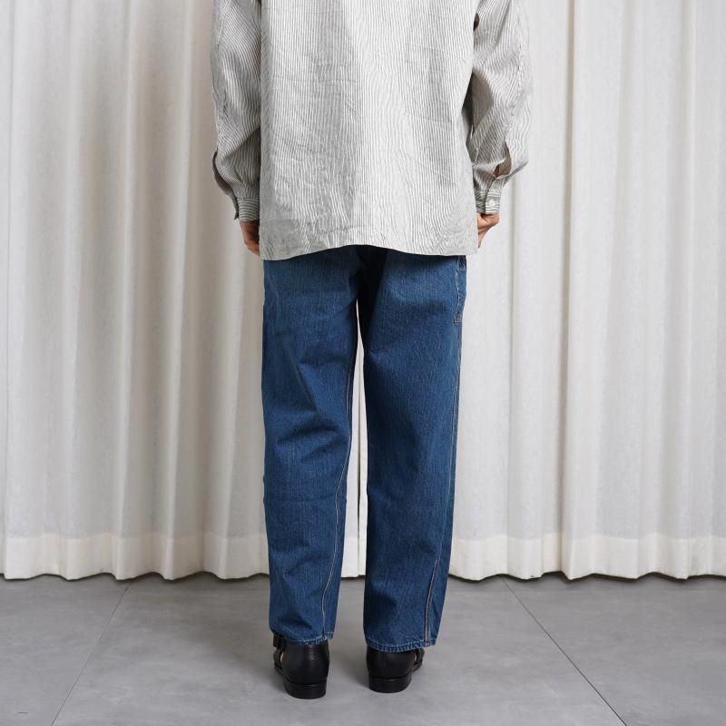  CIOTA  DENIM PAINTER PANTS /  MEDIUM DARK BLUE DAMAGE