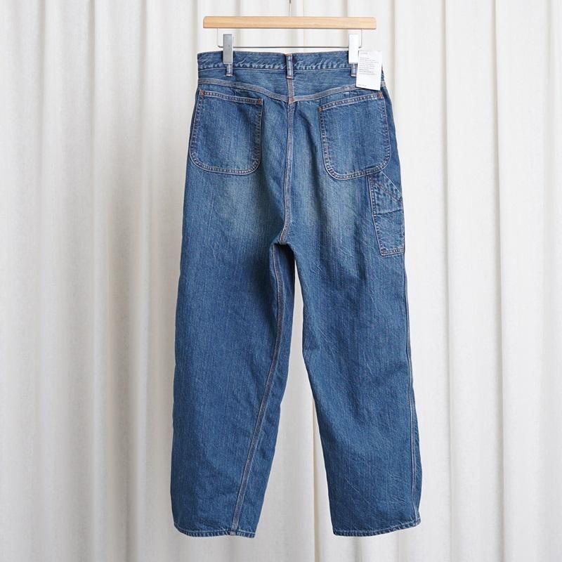  CIOTA  DENIM PAINTER PANTS /  MEDIUM DARK BLUE DAMAGE