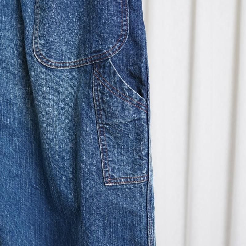  CIOTA  DENIM PAINTER PANTS /  MEDIUM DARK BLUE DAMAGE