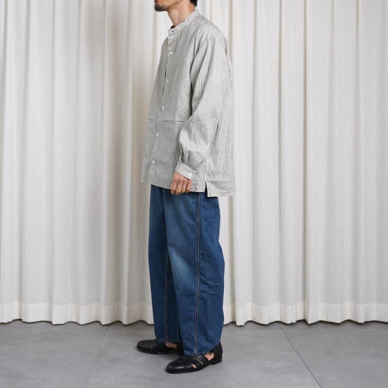  CIOTA  DENIM PAINTER PANTS /  MEDIUM DARK BLUE DAMAGE