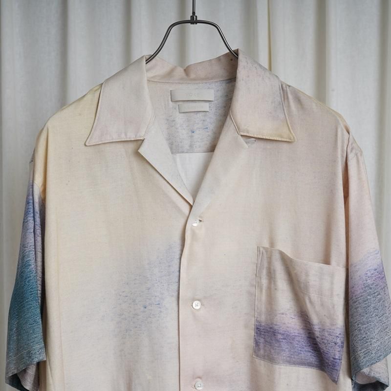 25S/SۡYOKE 衼 LANDSCAPE PRINTED OPEN COLLAR SHIRT / IVORY