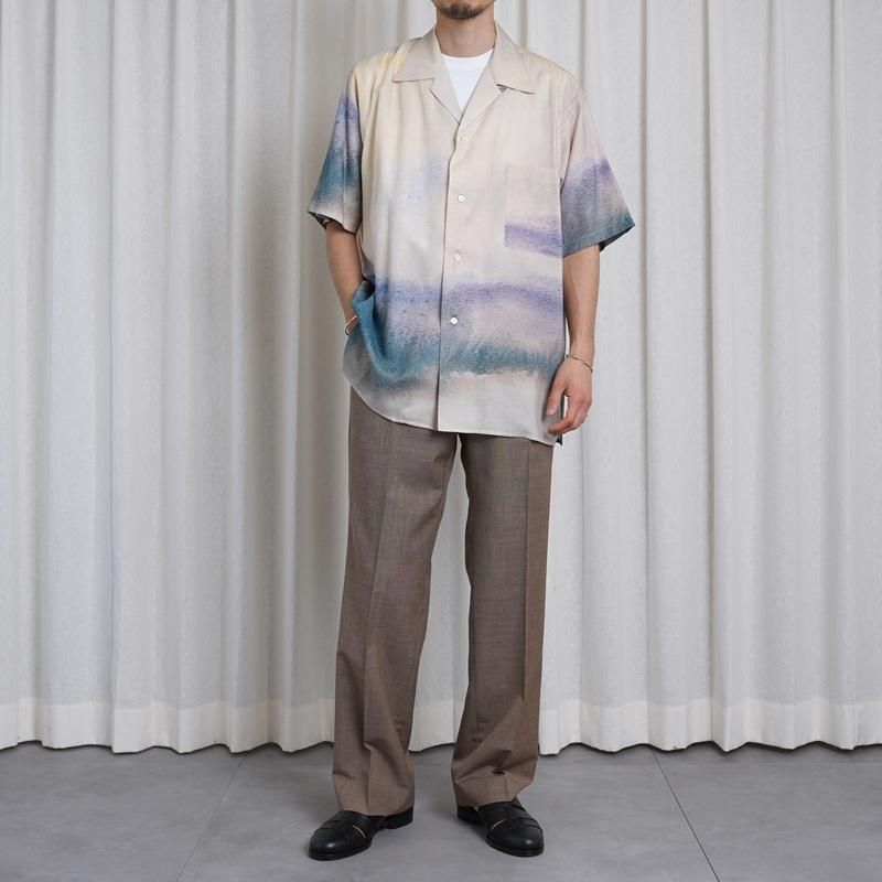 25S/SۡYOKE 衼 LANDSCAPE PRINTED OPEN COLLAR SHIRT / IVORY