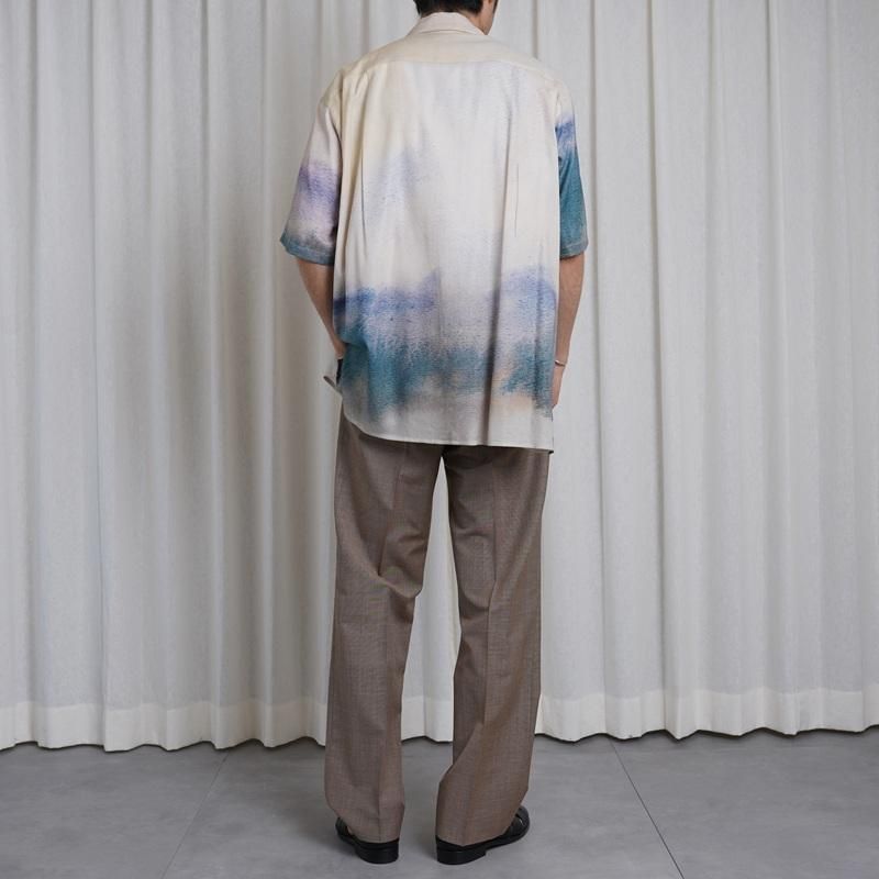 25S/SۡYOKE 衼 LANDSCAPE PRINTED OPEN COLLAR SHIRT / IVORY